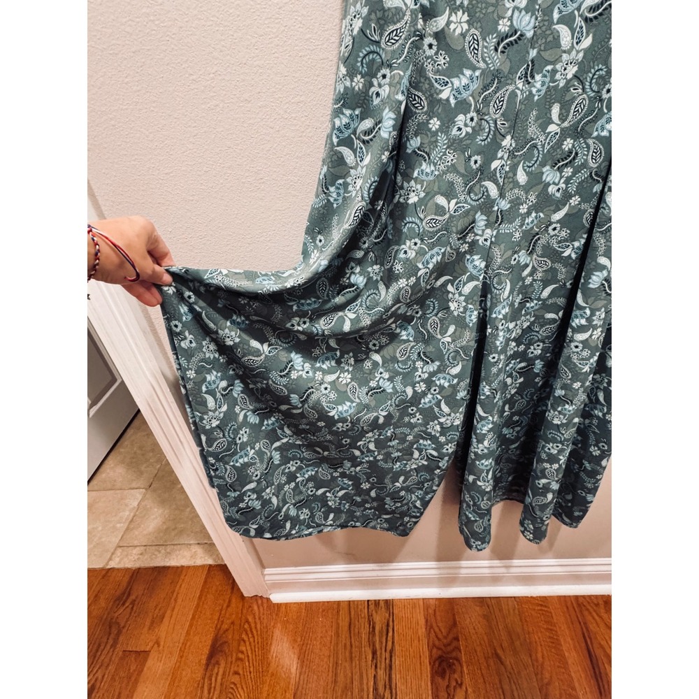 LOGO Lori Goldstein Blue Paisley Floral Wide Leg Sleeveless Jumpsuit Medium Boho - Picture 3 of 8